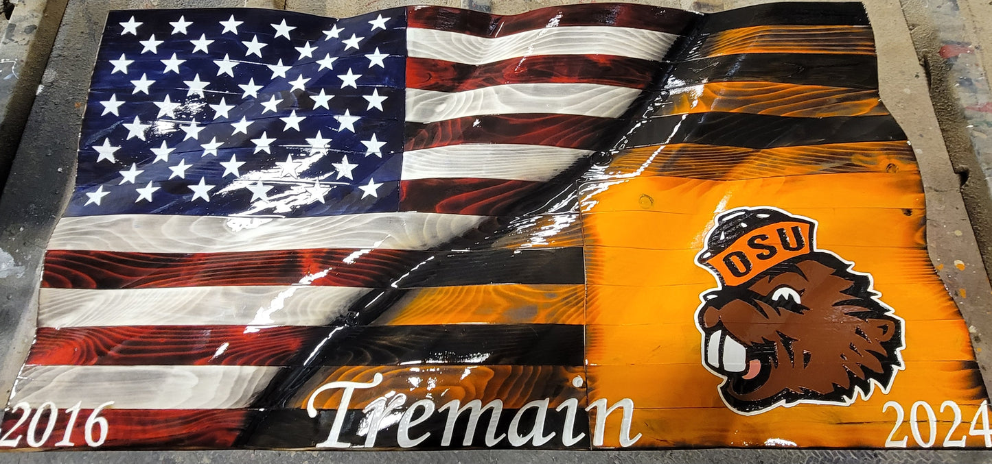 Custom Hand Carved Flags