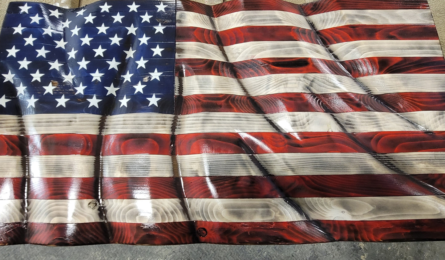 Custom Hand-Carved Cedar Flags