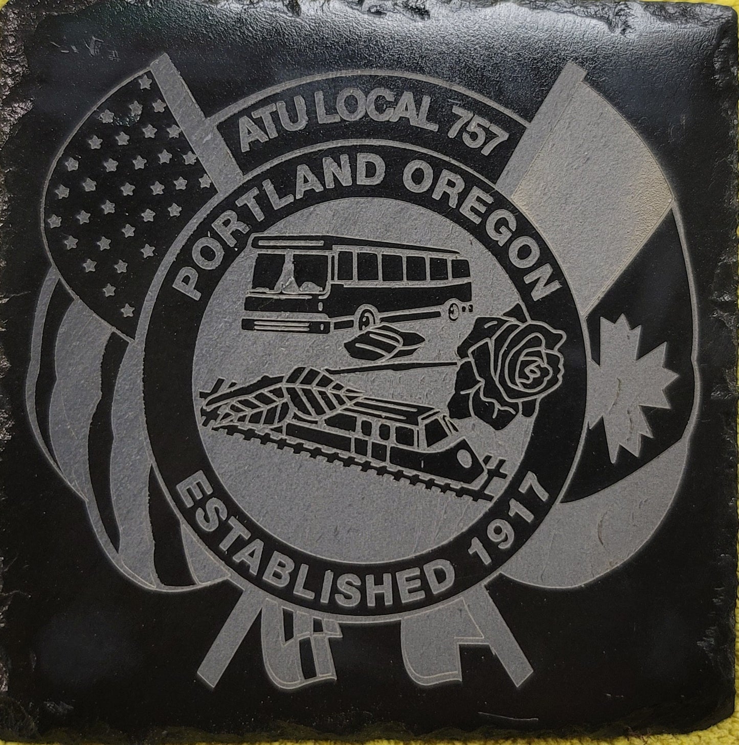 Custom Laser etched slate coasters