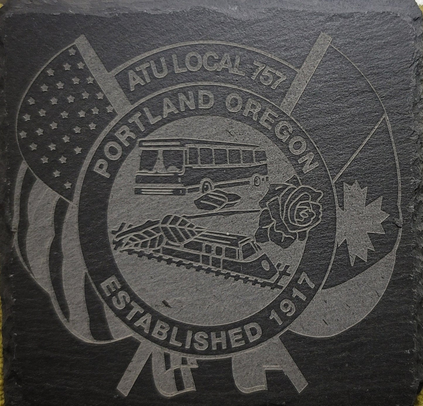 Custom Laser etched slate coasters