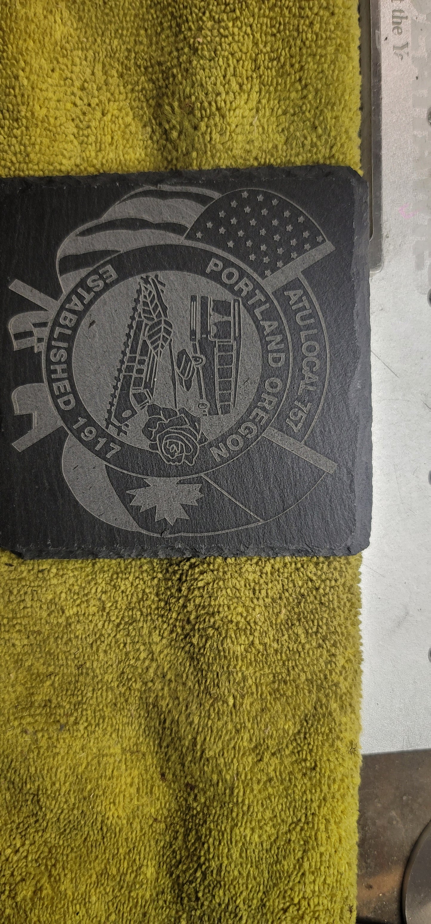 Custom Laser etched slate coasters
