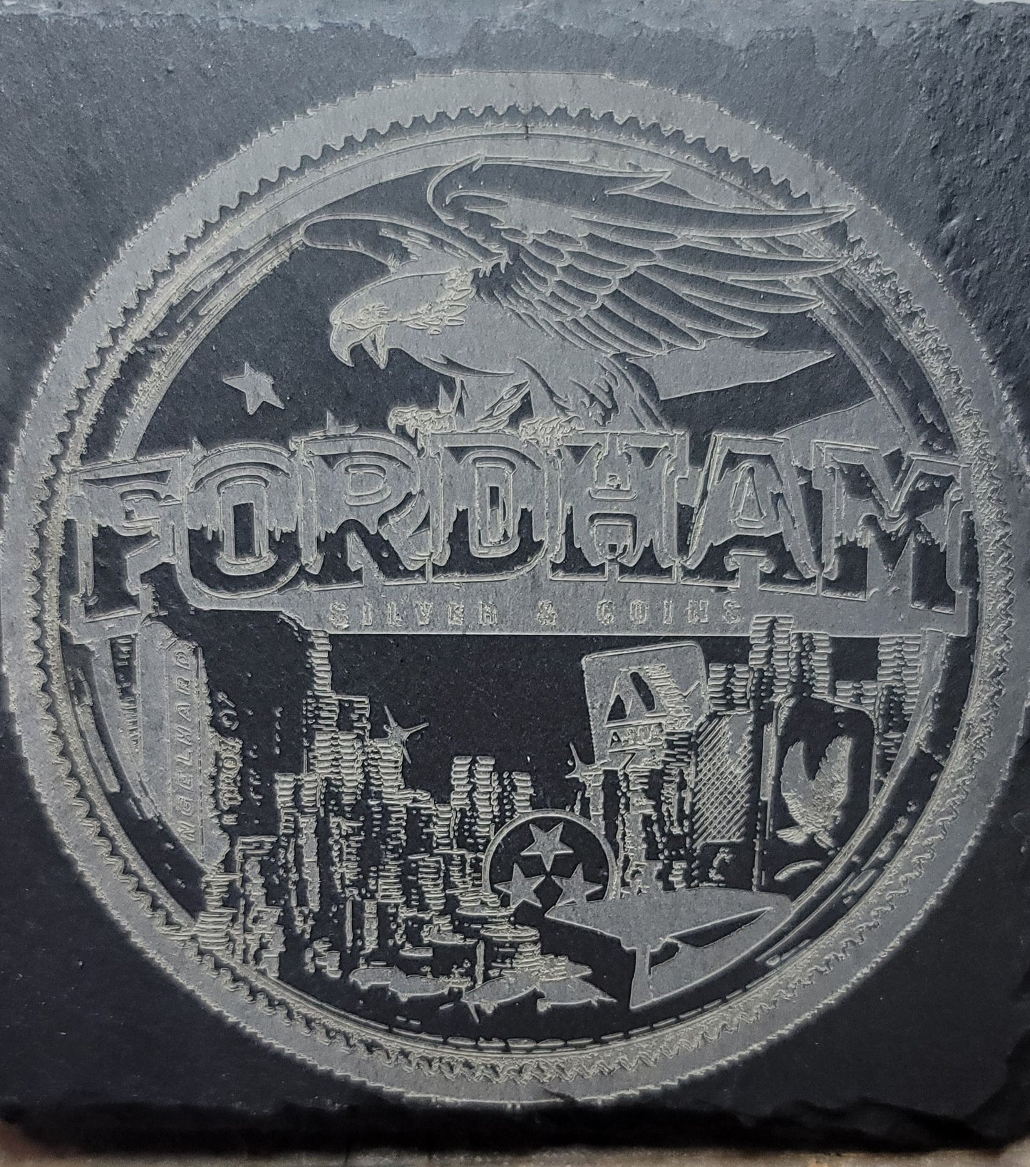 Custom Laser etched slate coasters
