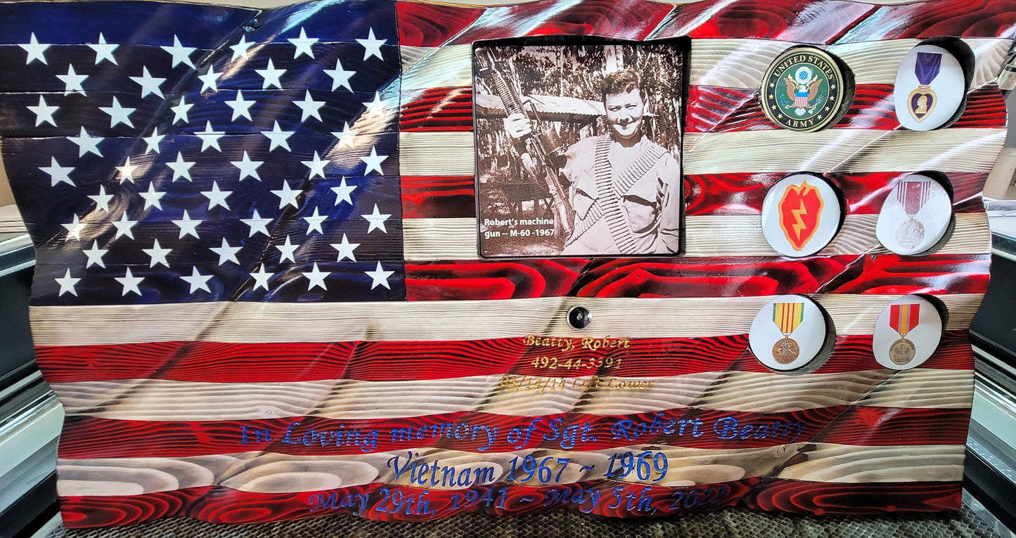 Custom Hand Carved Flags
