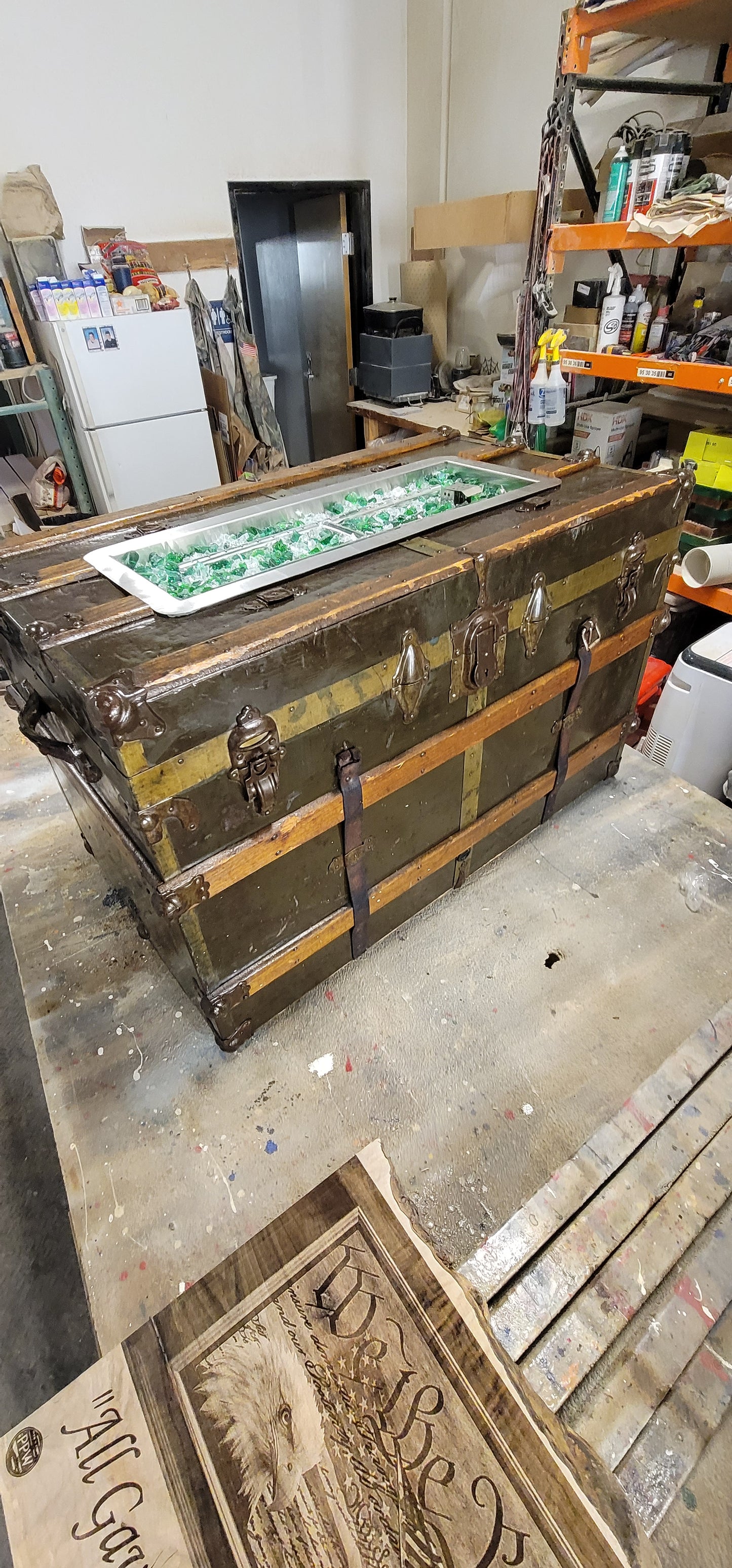 Steamer trunk fire pits